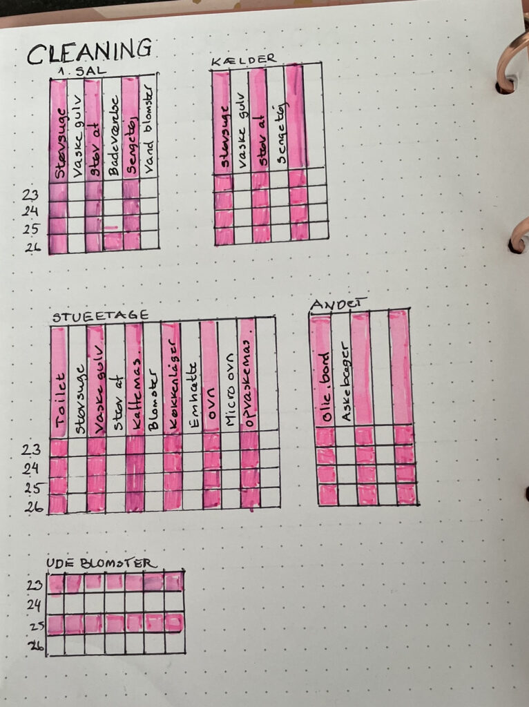 Eksempel på rengøringsliste